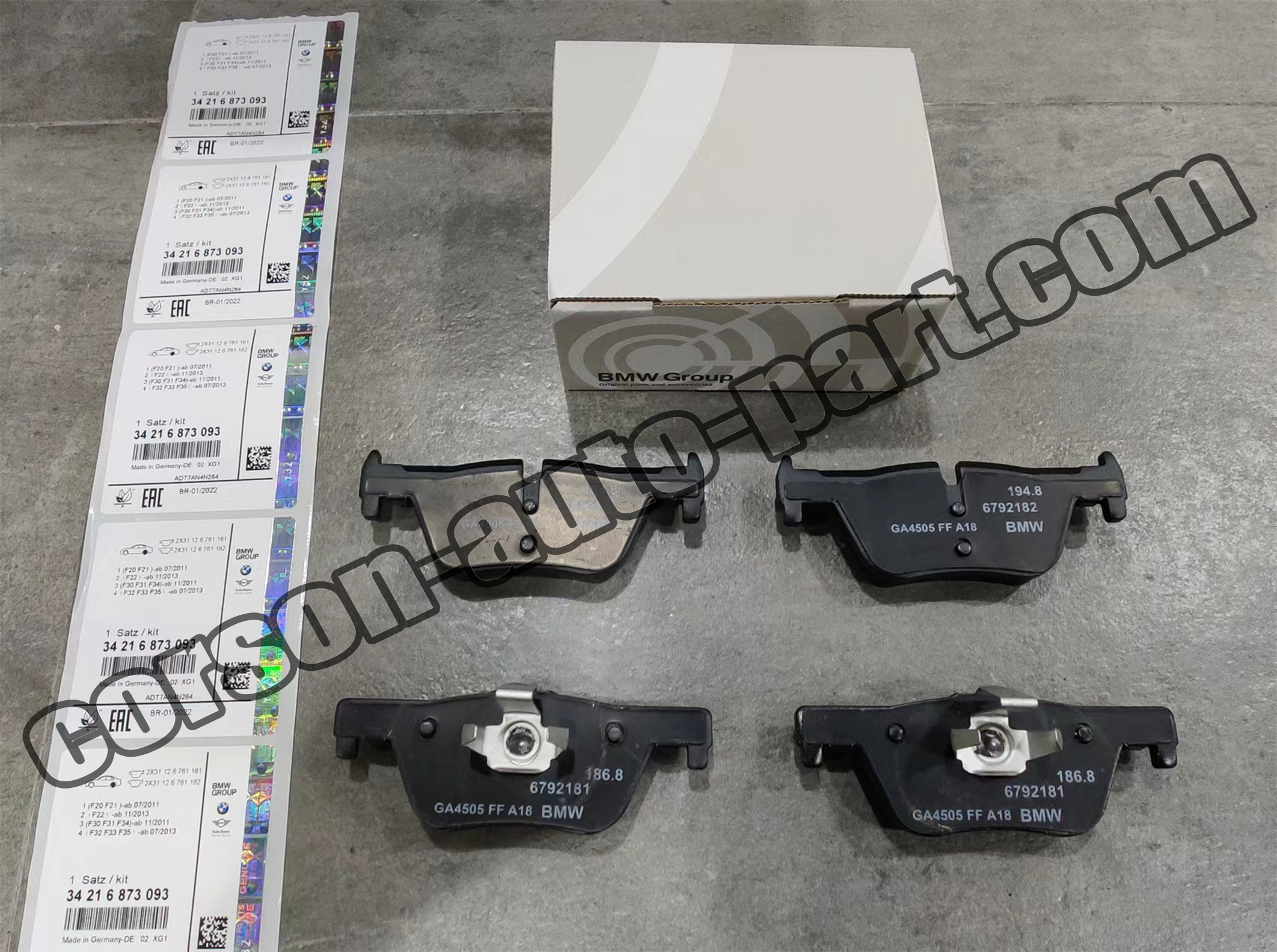 BMW 34216873093 Brake pad set 34216850569 34206799809