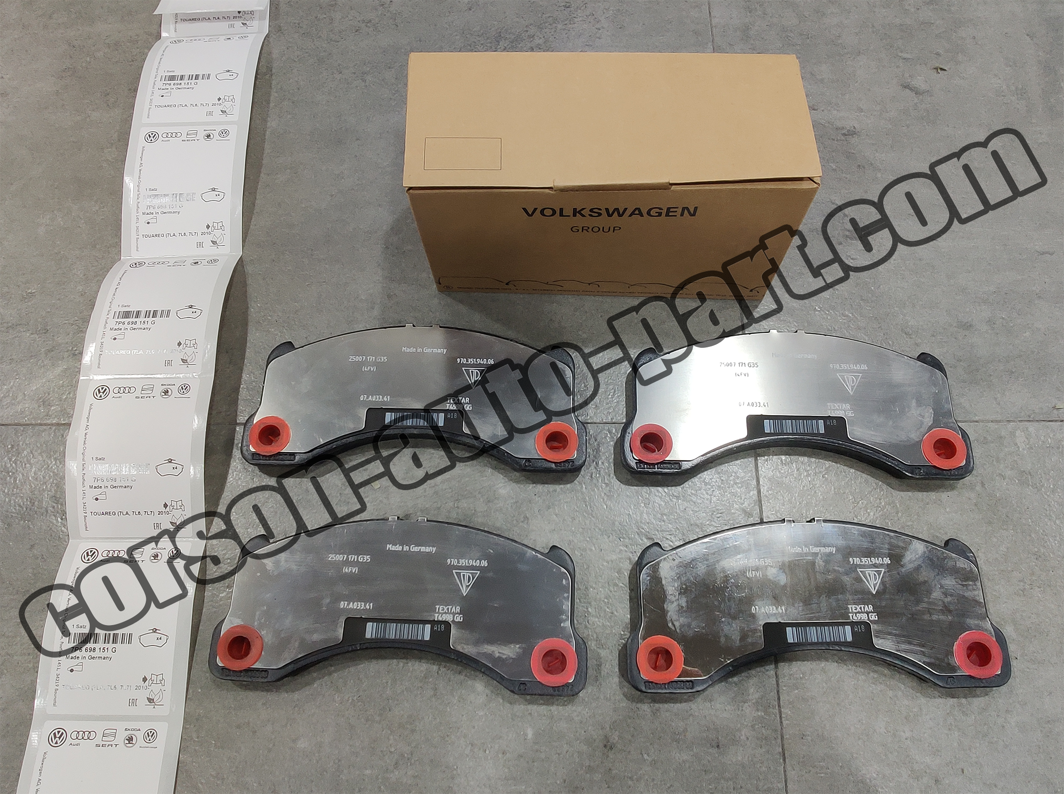 VOLKSWAGEN 7P6698151G Brake Pad Set 7P6698151B 7P0698151D